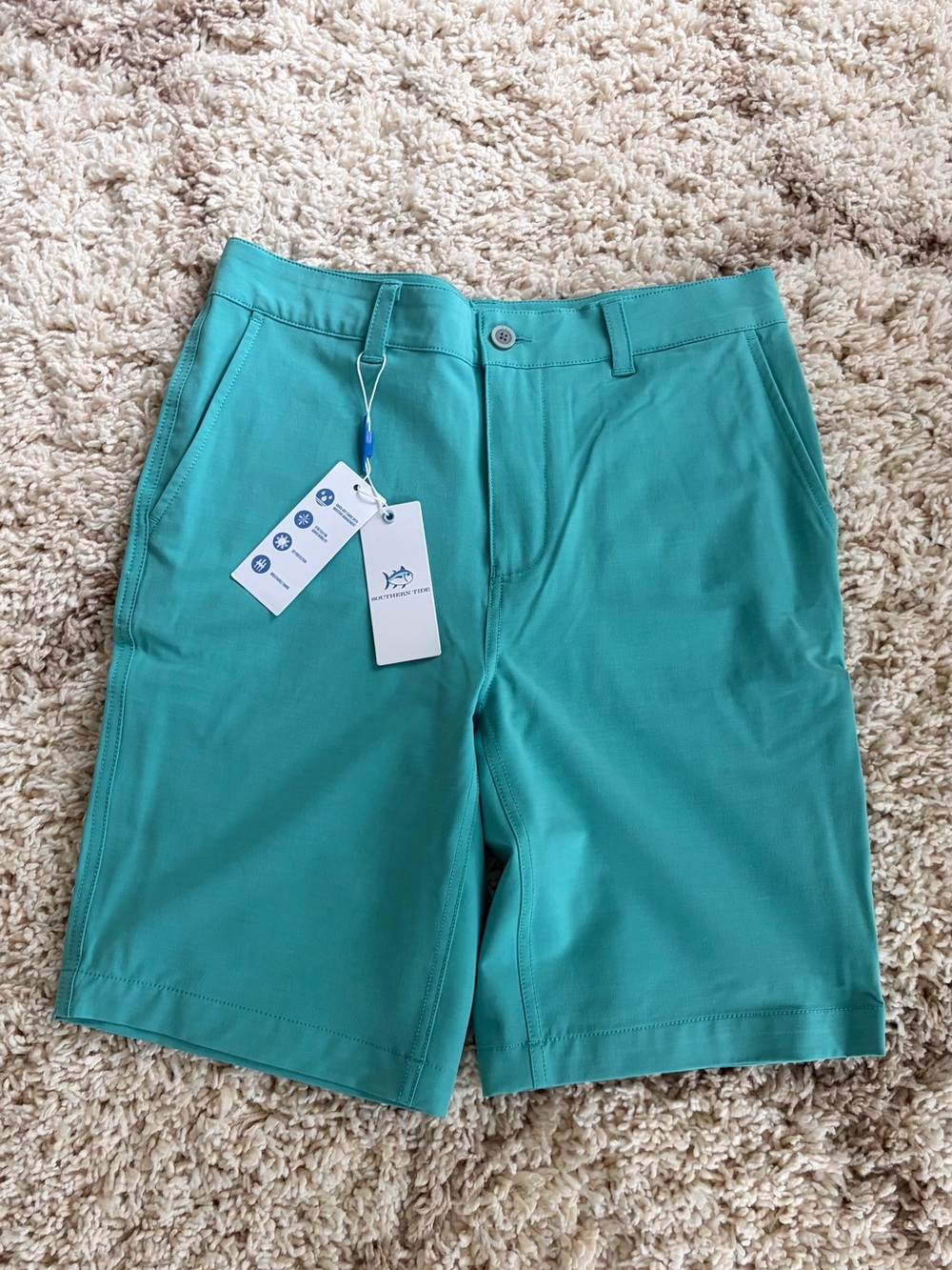 Southern Tide Teal Flat-Front Performance Shorts size 14
